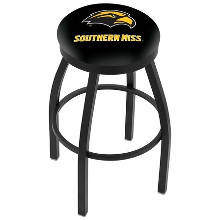 HOLLAND BAR STOOL CO 36" Blk Wrinkle Southern Miss Swivel Bar Stool, Accent Ring L8B2B36SouMis